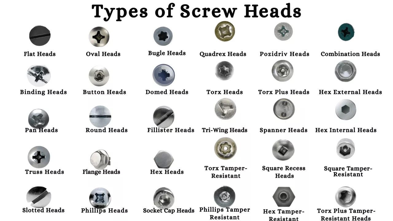 Different Screw Head Types for Metal, Wood, and DIY Projects